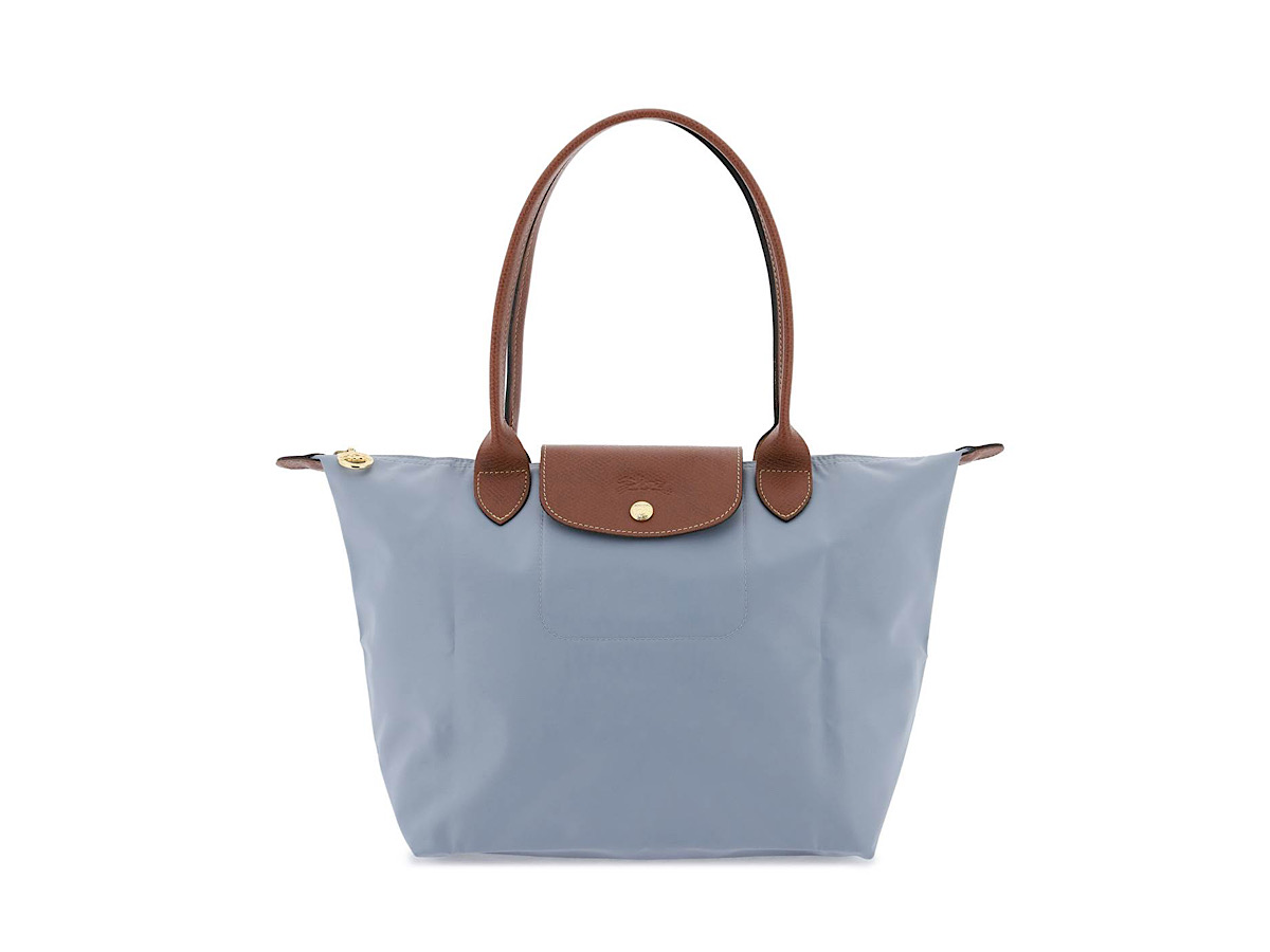 Longchamp Steel L Le Pliage Green Baggrey Recycled Polyamide  Leather Details
