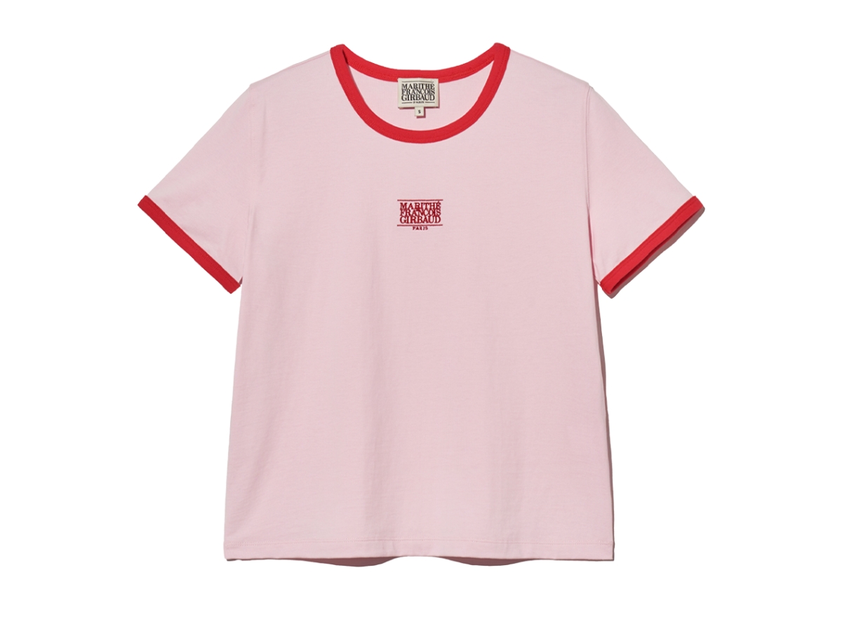 ★Marithe + Francois Girbaud★ I LOVE MFG TEE sky blue MFG45 Marithe Francois Girbaud W Classic Logo Ringer Tee Pink