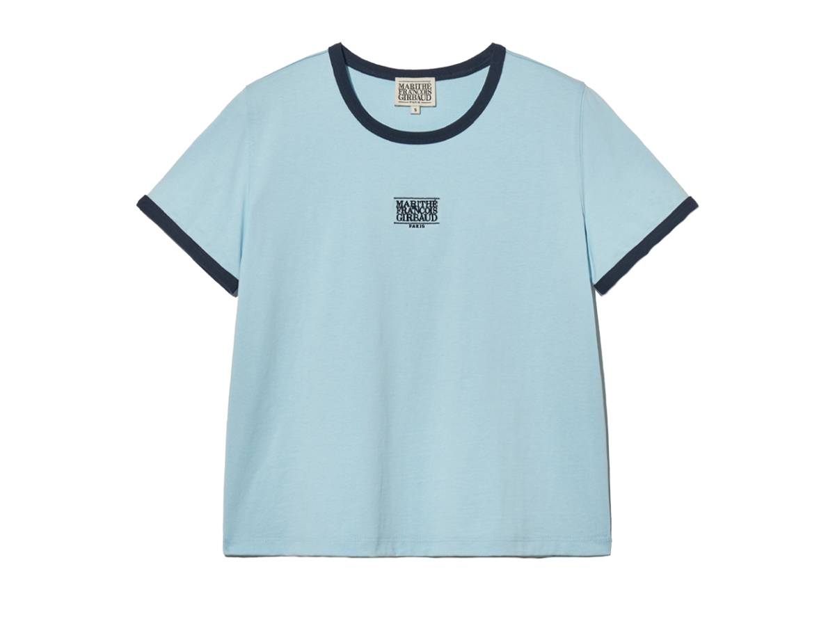 Marithe Francois Girbaud W Classic Logo Ringer Tee Sky Blue