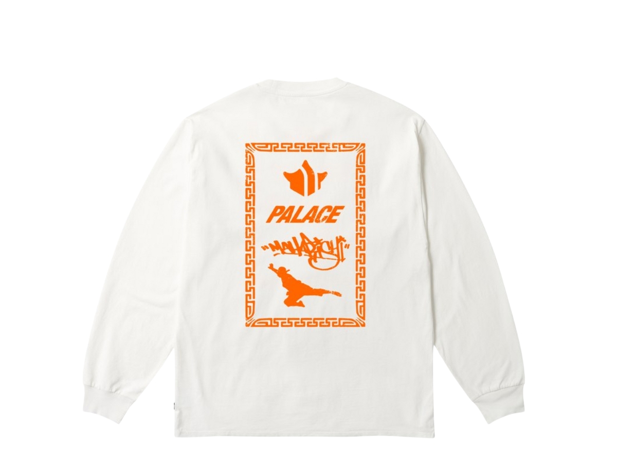 【Palace Maharishi】 Shaolin Tag Longsleeve White - 25SS Palace Maharishi Shaolin Long Sleeve White | ของแท้