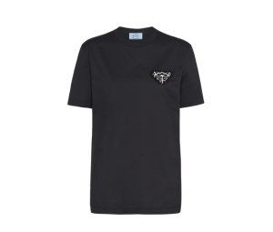 Prada Re-Nylon And Jersey T-Shirt In Cotton-Enameled-Metal