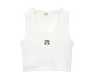 Buy Loewe Cropped Anagram Tank Top 'White/Navy Blue' at Sasom – Authentic and Ready to Ship