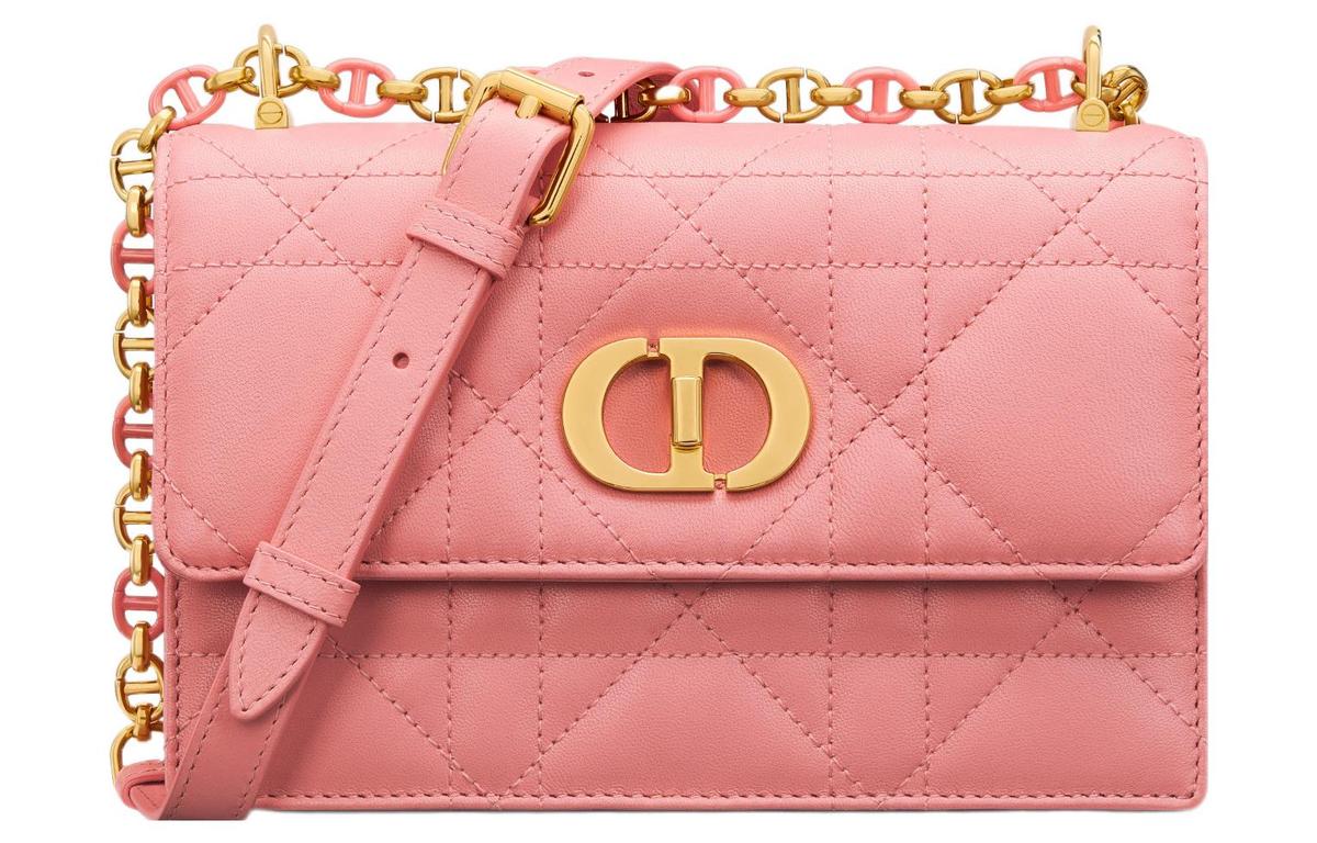 Pastel Pink Dior Bags Dior Caro Sheepskin Crossbody Bag