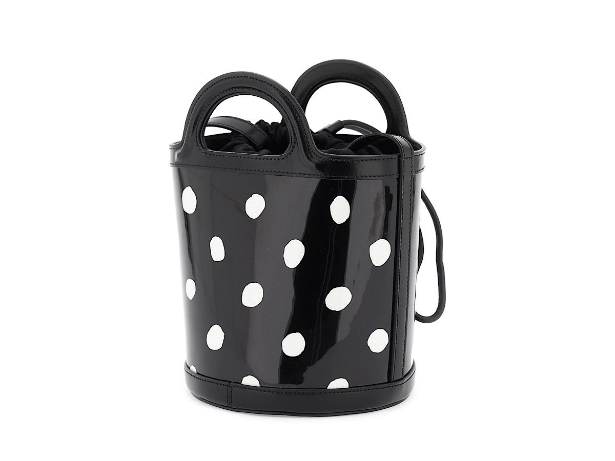 Marni Tropicalia Mini Black Polka Dot Bucketblack Leather