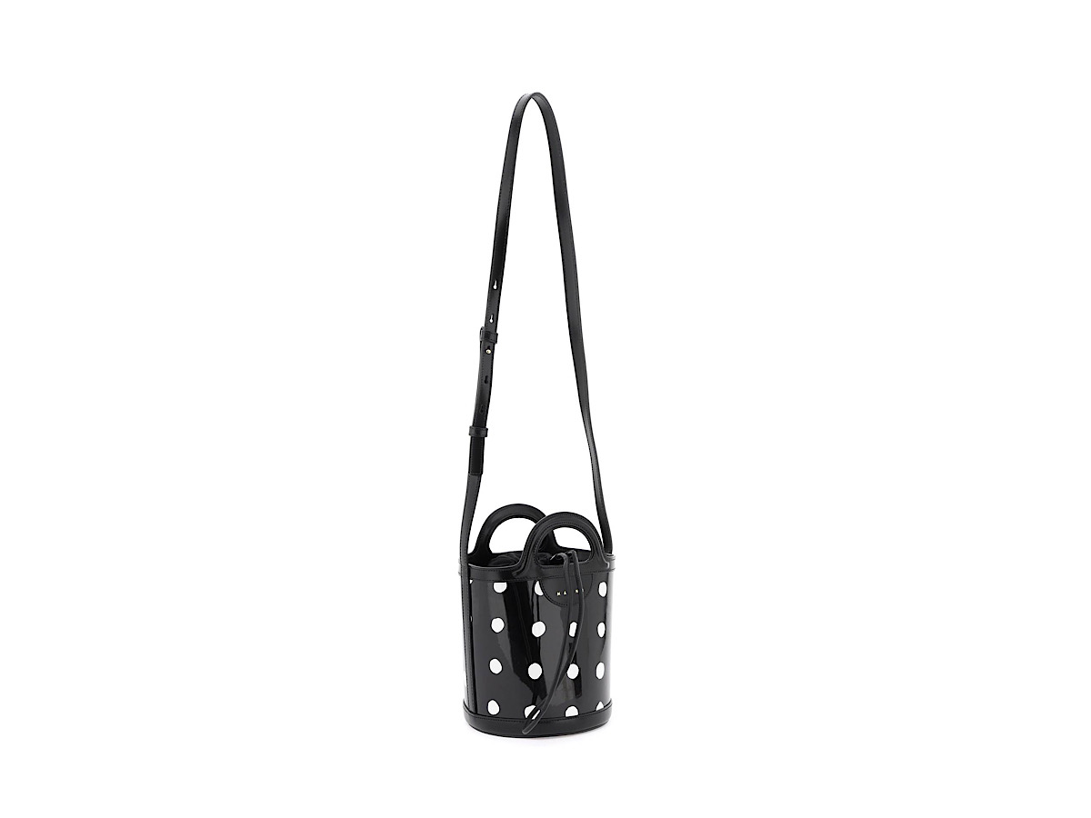 Marni Tropicalia Mini Black Polka Dot Bucketblack Leather