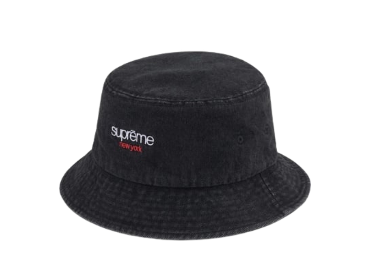 Brand New) Supreme Coated Denim Crusher Black Bucket Hat Hat