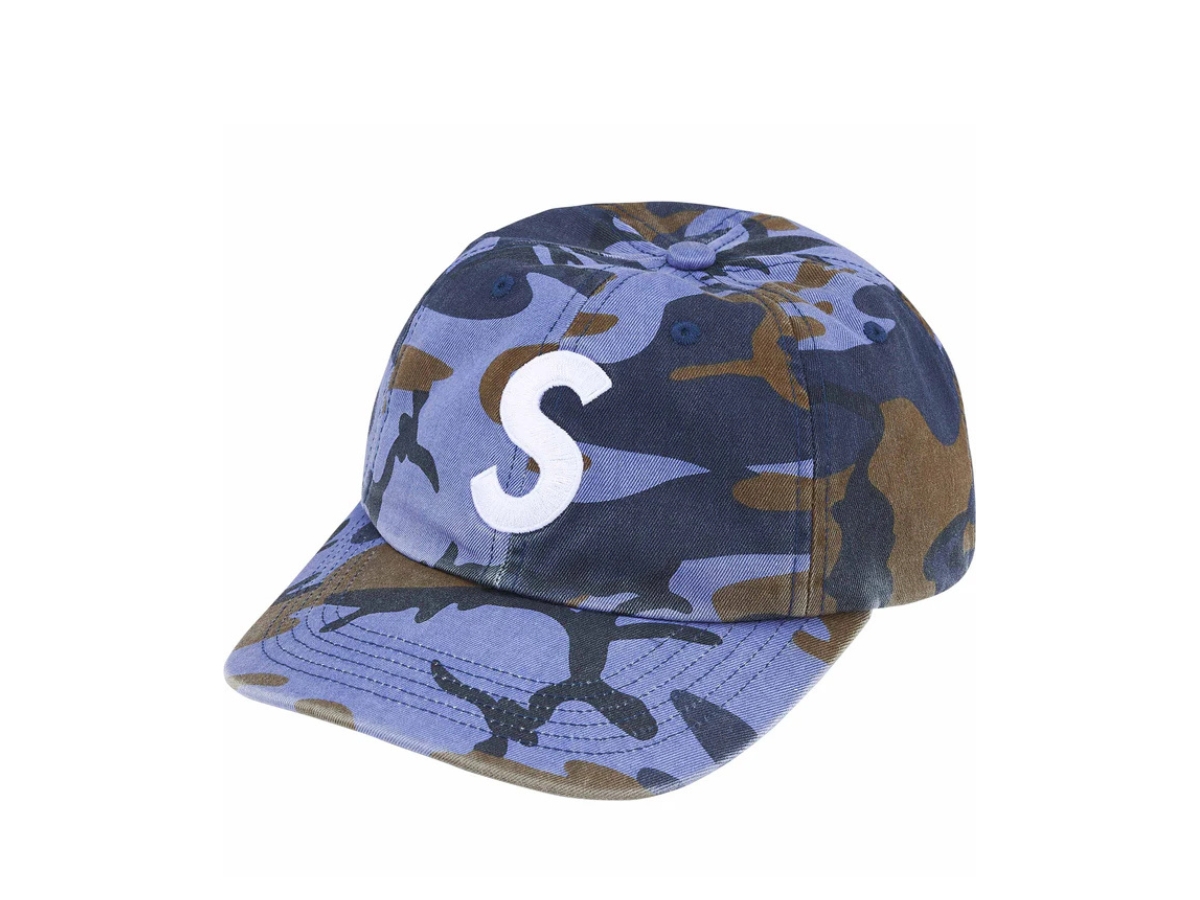 Buy Supreme Pigment Coated S Logo 6-Panel Blue Camo | SASOM