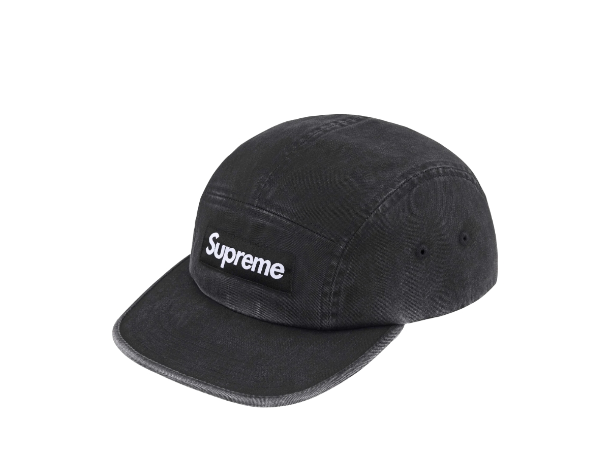 Supreme Washed Chino Twill Camp Cap Black (SS25) | ของแท้