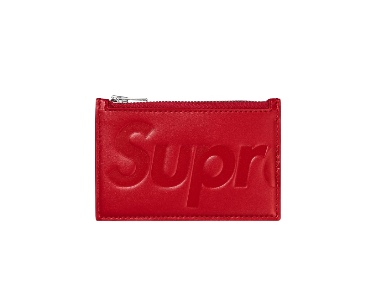 Leather Zip Card Holder - Red