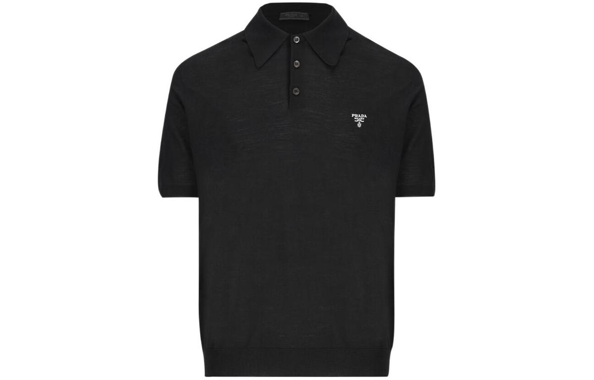 Prada Black Triangle Logo Polo Shirt. Prada Black Triangle Logo Polo Shirt.