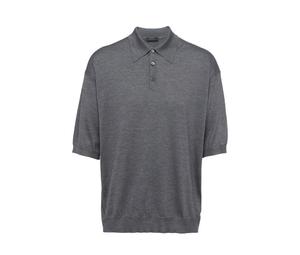 Prada Silk Polo Shirt Natural Shop Authentic at SASOM