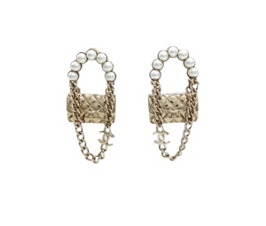 Buy Chanel Faux Pearl Matelasse Earrings Champagne Gold at Sasom – Authentic and Ready to Ship