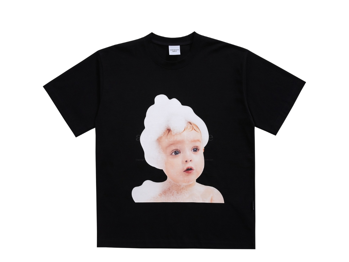 acmé de la vie Baby Face Short Sleeve T-Shirt Black Bubble Black