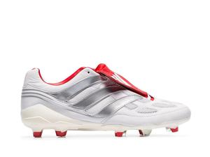Adidas White, Red And Silver X Beckham Predator Accelerator Leather Football Boots