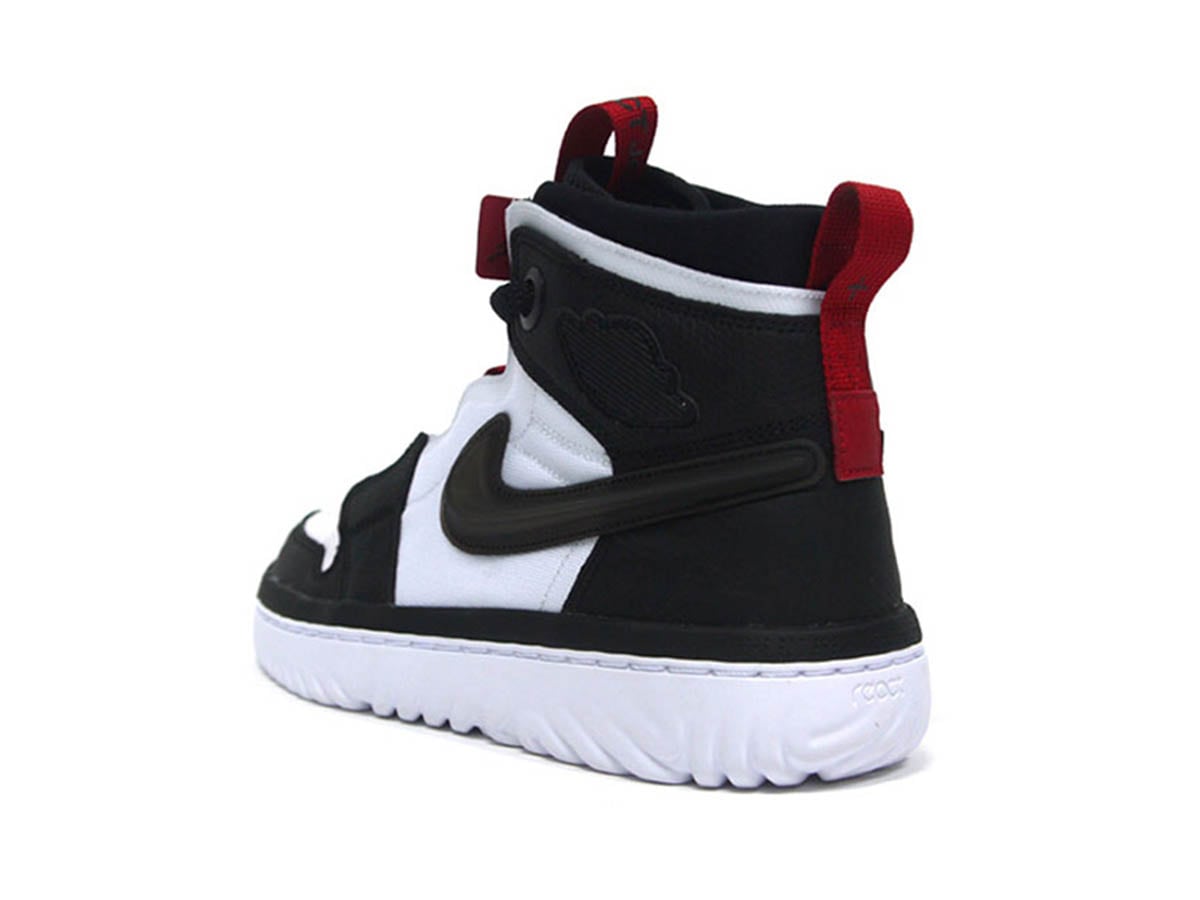 Jordan 1 high react best sale black white gym red