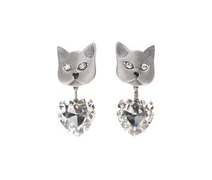 Buy Alessandra Rich Cat Heart Earrings Silver at Sasom – Authentic and Ready to Ship
