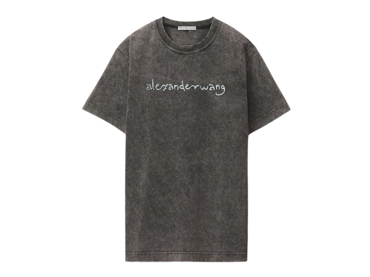 SASOM  apparel Alexander Wang Chrome Graphic Tee Grey Acid Washed Check  the latest price now!