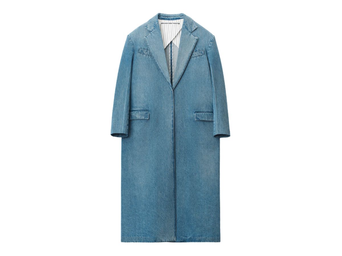 Alexander Wang Tailored Oversized Denim Long Coat Indigo Wash Denim