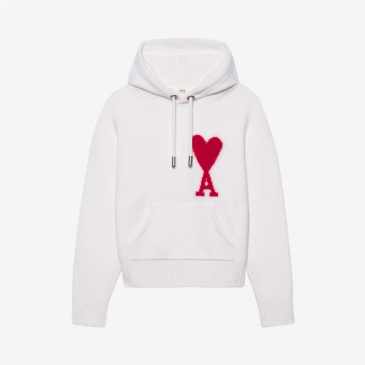 AMI de Coeur Oversize Intarsia Hoodie White - 22SS