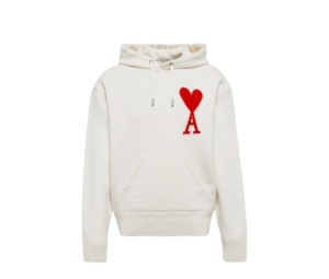 【AMI】DE COEUR OVERSIZE INTARSIA ニット パーカー/フーディー AMI de Coeur Oversize Intarsia Sweater Off White Red