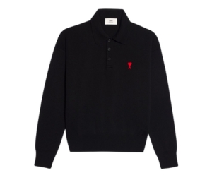 Buy Ami Paris Army Small Heart Logo Wool Polo Black at Sasom – Authentic and Ready to Ship