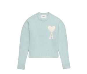 Ami Paris Cloudy Wool Ami De Coeur Cardigan In Hairy Alpaca