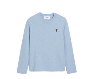 Buy Ami Paris Long Sleeve Ami Alexandre Mattiussi T-Shirt In Heavy Organic Cotton Jersey Heather Cashmere Blue at Sasom – Authentic and Ready to Ship