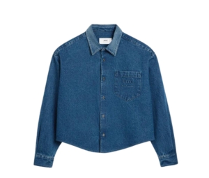Buy Ami Paris Mid-Washed Indigo Shirt In Denim With Ami Alexandre Mattiussi Embossed Used Blue at Sasom – Authentic and Ready to Ship