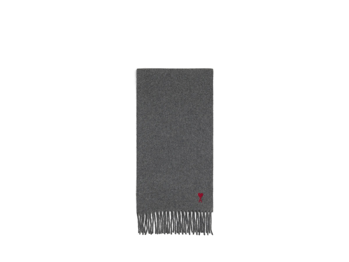 Buy Ami Paris Embroidered Scarf Dark Grey at Sasom – Authentic and Ready to Ship