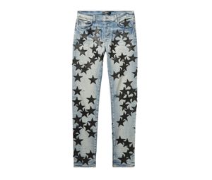 AMIRI Thrasher Distressed Tiger-Print Denim Shorts Blue