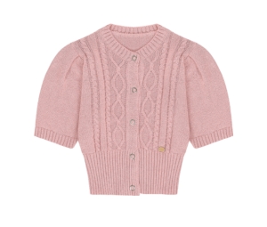 ANOETIC Cable Half Sleeve Cardigan Pink