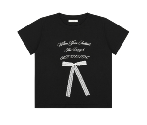 ANOETIC Lace Ribbon T-Shirt Black