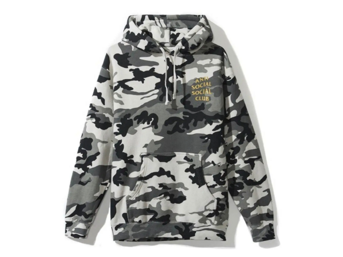 SASOM apparel Anti Social Social Club Gold Logo Siberia Snow Camo Hoodie Check the latest price now