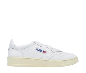 [AUTRY]★WS Dallas Low Leather Sneakers White Blue★ Autry Dallas Low Sneakers In Ivory White And Blue Leather