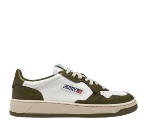 Autry Medalist Low Sneakers In Two-tone Leather Color White And Oliva