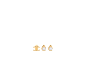 Buy Celine Les Perles Celine Earrings Set of 3 Studs Gold Ivory at Sasom – Authentic and Ready to Ship
