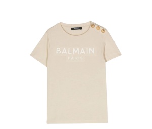 Buy Balmain Kids Logo-embroidered T-shirt Beige at Sasom – Authentic and Ready to Ship