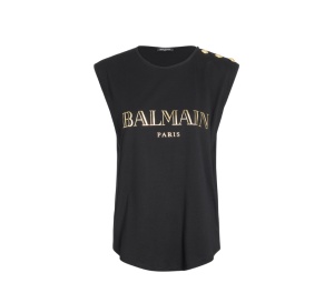 Buy Balmain Logo Buttons Sleeveless T-Shirt Black at Sasom – Authentic and Ready to Ship