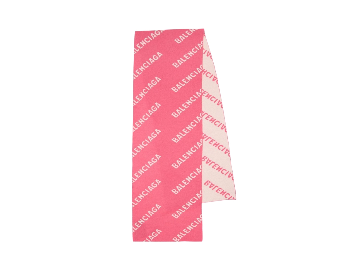 SASOM | accessories Balenciaga Allover Logo Macro Scarf Pink Check