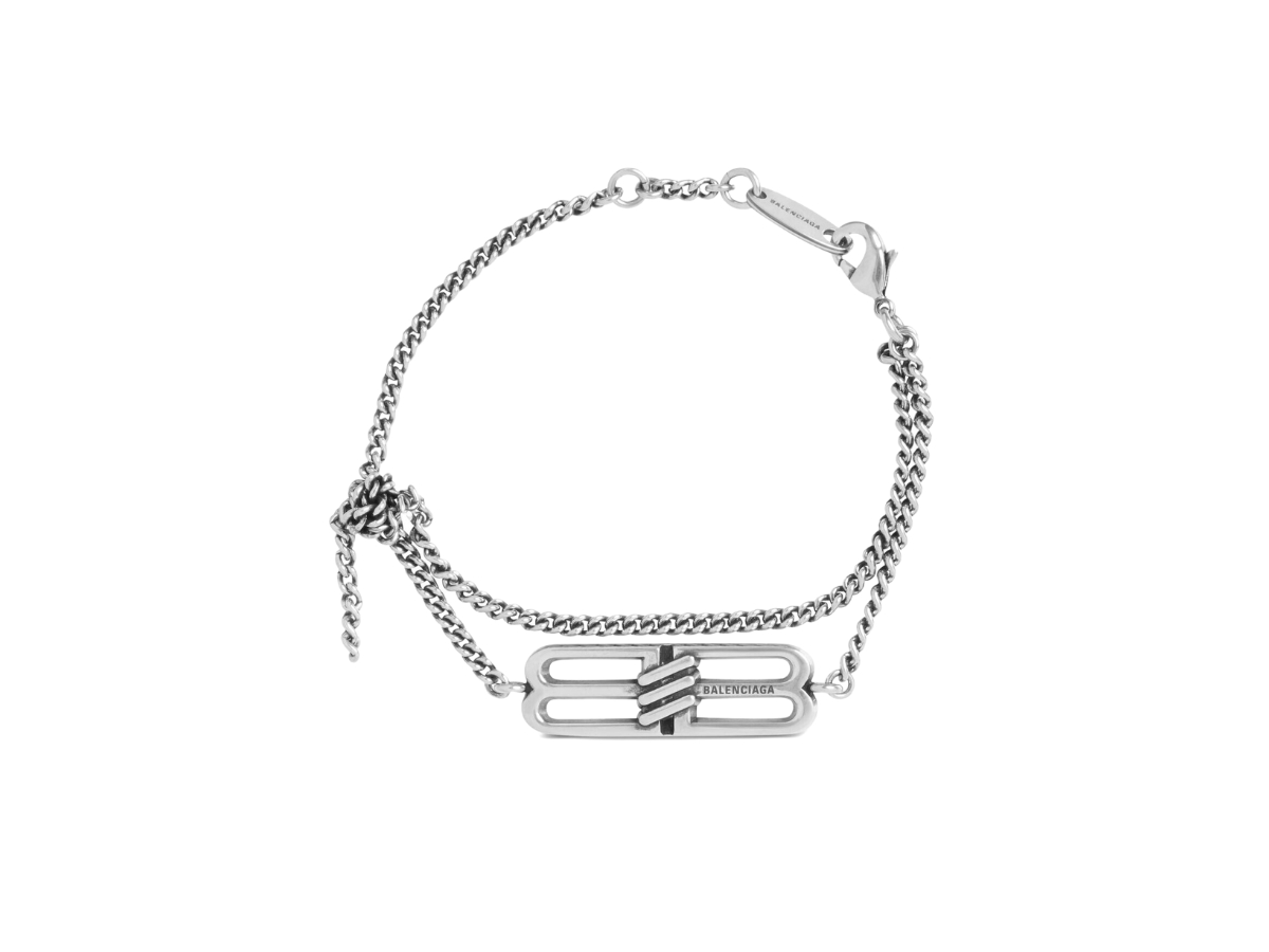 Balenciaga BB Icon Tangled Bracelet In Antique Silver Brass