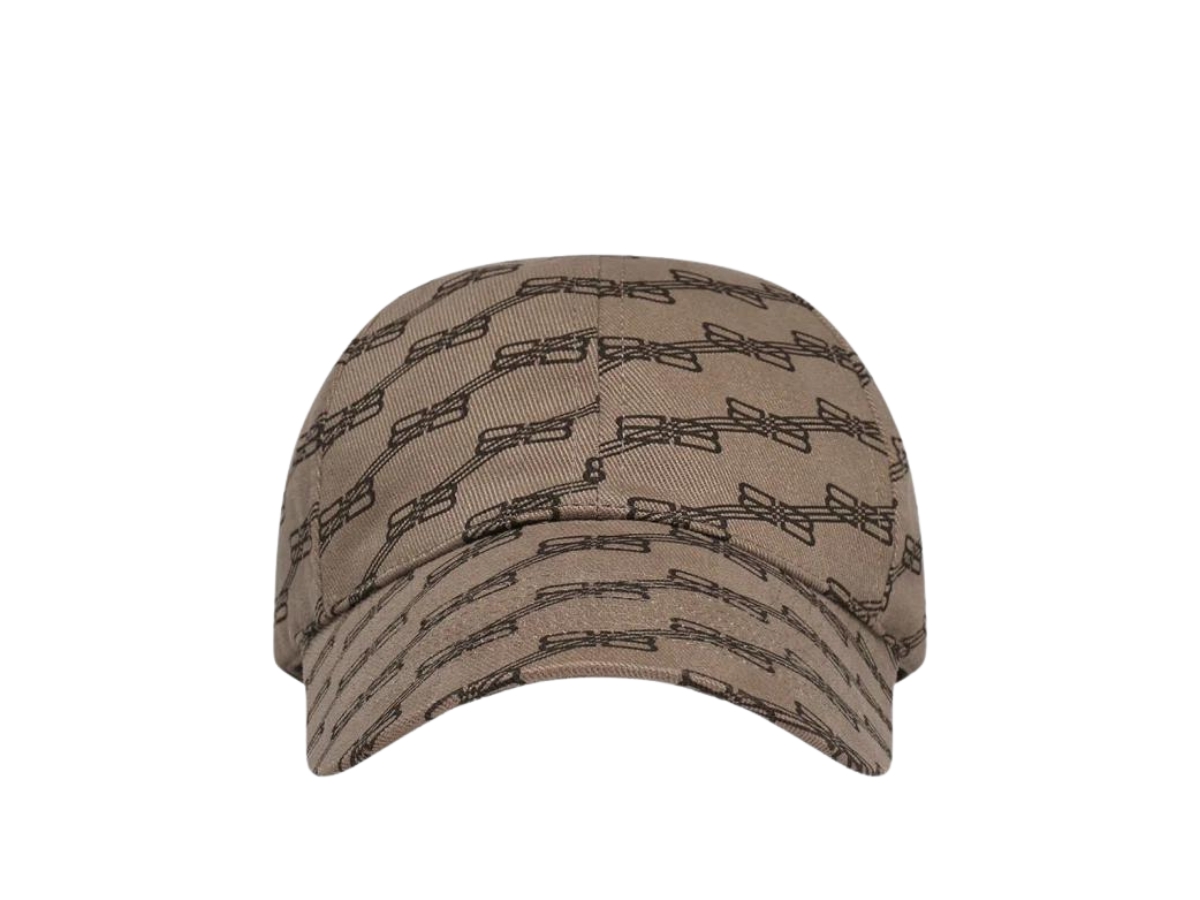 Balenciaga BB Monogram Cap In Cotton Beige