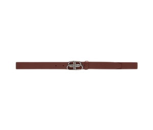 Balenciaga BB Thin Belt In Brown Natural Calfskin With Aged Silver Hardware