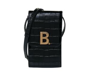 Buy Balenciaga Calfskin Crocodile Embossed B Phone Holder Black at Sasom – Authentic and Ready to Ship