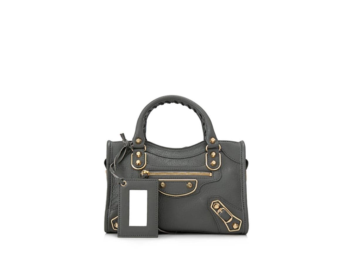 SASOM | กระเป๋า Balenciaga Classic Metallic Edge Mini City Gris Acier ...