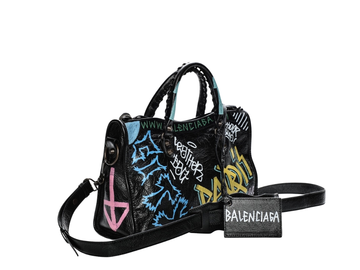 Balenciaga Classic City Mini Graffiti Bag in Black