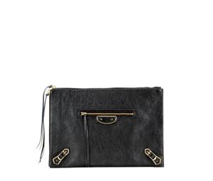 Buy Balenciaga Classic Pouch Metallic Edge Leather Clutch Black at Sasom – Authentic and Ready to Ship