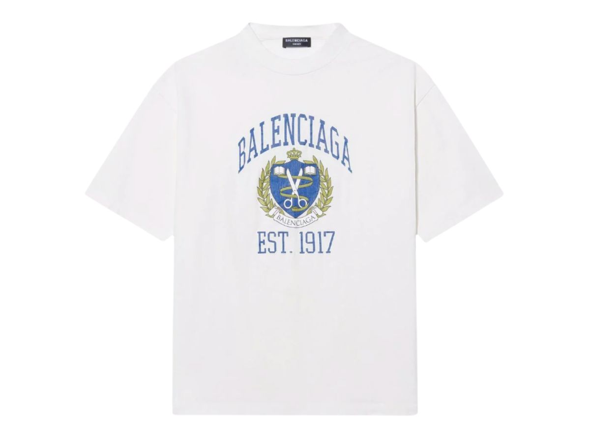 SASOM | เสื้อผ้า Balenciaga College Medium Fit T-Shirt White เช็ค