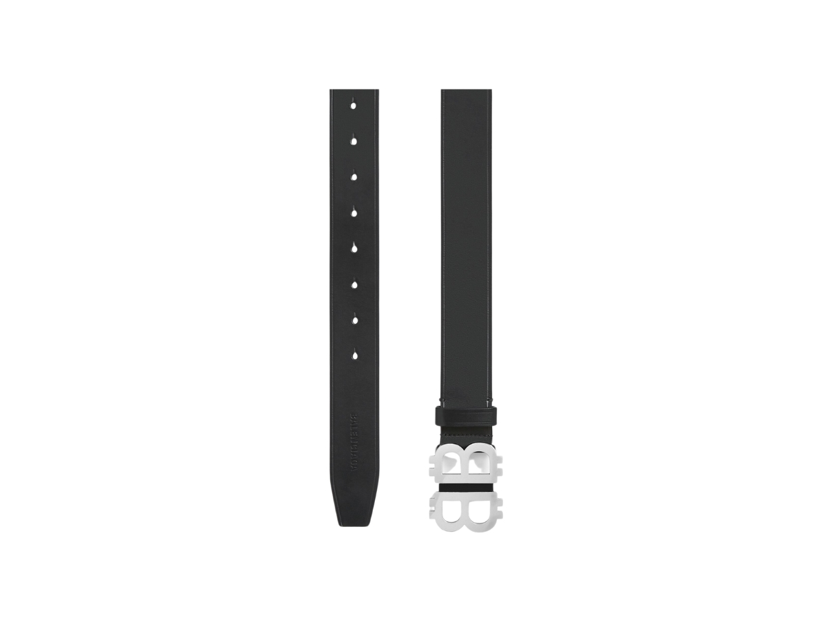 Balenciaga Crypto BB Belt In Black Natural Calfskin With Aged-Silver Crypto  BB Logo Hardware