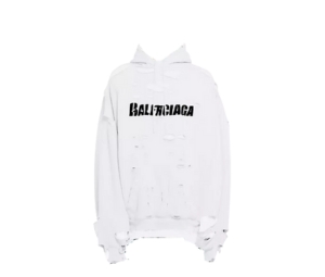Buy Balenciaga Destroyed Hoodies White at Sasom – Authentic and Ready to Ship