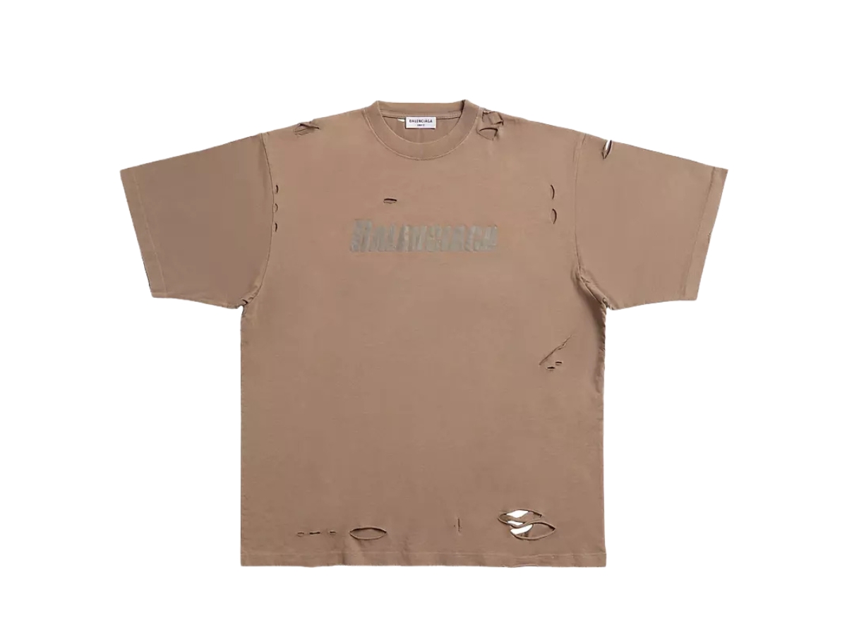 Balenciaga Destroyed T-shirt Boxy Fit Beige